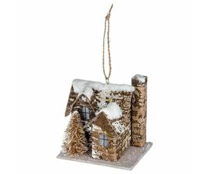 Paris Prix Sujet de Noël Maison Glacé 8cm Marron & Blanc