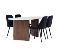 Paris prix Table à manger avec 4 chaises - Gris clair & noir
