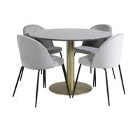 Paris prix table à manger et 4 chaises - gris et or
