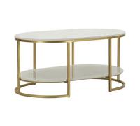 Paris Prix Table Basse en Marbre Izmir 90cm Blanc & Or