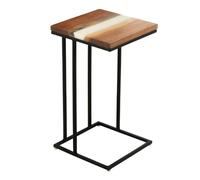 Paris prix Table d'appoint carrée - Naturel & blanc