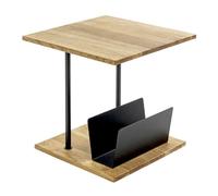 HAKU Table d'appoint en chêne Massif et métal Noir, Table Basse en Bois, Table de Salon - Dimensions : L 45 x H 45 x P 45 cm Style : Moderne