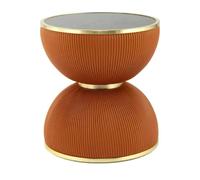 Paris prix Table d'appoint ronde - cognac et or