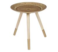 HOME DECO FACTORY - HD7387 Table d'Appoint Mirage - Design Élégant - Pieds Bois Naturel - Idéale Salon/Bureau - Facile à Entretenir - 40x40 cm - Dorée