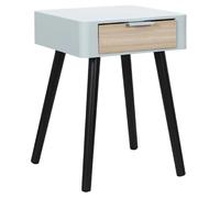 HOME DECO FACTORY, HD7465, Table de Chevet 1 Tiroir en Bois Bicolore, Design Moderne et Pratique, Idéal pour Chambre, Dimensions 35x40x48 cm, Couleur Gris et Bois Brut