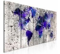 Paris Prix Tableau 5 Panneaux World Map - 80 x 200 cm