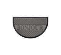 Paris Prix Tapis d'Entrée Demi-Lune Bonjour 45x75 cm Gris