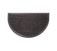 Paris Prix Tapis d'Entrée Demi-Lune Feuilles 45x75cm Noir