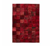 Paris Prix Tapis Patchwork en Cuir Fait Main - Rouge