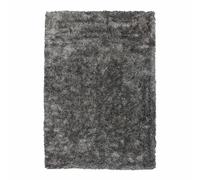 Paris Prix Tapis Shaggy Fait Main - Gris Blanc