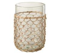 Paris prix Vase rond verre et rotin - Transparent
