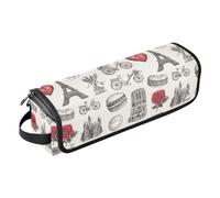 Paris Sketch Sac de voyage pour outils de cheveux beige pour fers plats, lisseurs, fer à friser Organiseur portable pour outils de cheveux Cadeau pour femme Tapis résistant à la chaleur Grande
