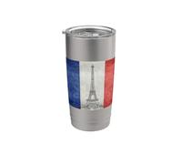 Paris Tour Eiffel et drapeau français Gobelet isotherme en acier inoxydable double paroi
