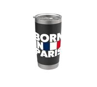 Parisian, J'aime Paris, Born in Paris Illustration Graphic Gobelet isotherme en acier inoxydable double paroi