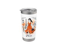 Parisienne Nuit Balade Art Romantique Femmes Paris Tour Eiffel Gobelet isotherme en acier inoxydable double paroi
