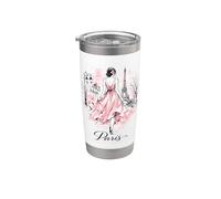 Parisienne Nuit Balade Art Romantique Femmes Paris Tour Eiffel Gobelet isotherme en acier inoxydable double paroi