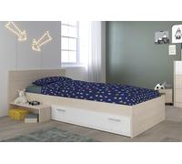 Parisot 2498LITM LUCAS Lit 90x190cm Panneaux de particules Acacia Clair/Blanc 193 x 121 x 67 cm