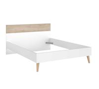 Lit adulte - AALBORG - 160 x 200 cm - Blanc / Chêne - PARISOT