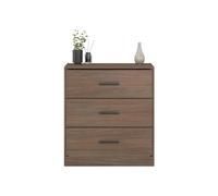 PARISOT AZUKA - Commode 3 tiroirs - Chêne rôti - 80 x 44 x 88 cm