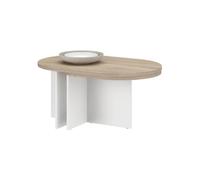 PARISOT BETTY - Table basse ovale pivotante - Chêne et blanc