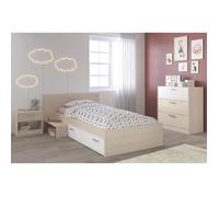 MARCO Chambre à coucher d'enfant complète de style moderne avecReproduction acacia clair et blanc - L 90 x L 190 cm