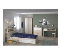 PARISOT Chambre enfant complète - Tête de lit + lit + commode + armoire + bureau - contemporain - Décor acacia clair et blanc -