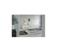 PARISOT Lit adulte - Contemporain - Decor blanc et blanc brillant - l 140 x L 190 cm - EDEN