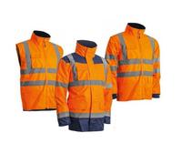 Coverguard Workwear Parka Kanata 4 en 1 Veste thermique HI-VIZ 3M Orange fluo/bleu marine
