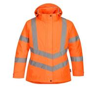 Parka de travail hiver haute visibilité matelassée Femme Portwest - Orange Fluo L