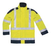 Delta Plus Parka haute visibilité EasyView polyester enduit PU jaune fluo/bleu marine XL