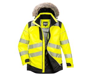 Parka D'hiver Haute Visibilité Pw3 - Taille 4xl - Jaune/noir - Portwest