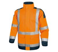 Delta Plus Parka haute visibilité imperméable Easyview – Polyester PU Orange fluo/Bleu marine XL