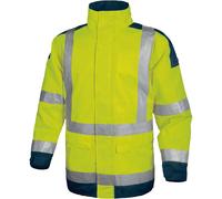 Parka imperméable haute visibilité Delta Plus jaune fluorescent/bleu marine, taille M