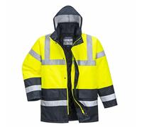 Portwest Parka S466 Traffic Bicolore Jaune/Marine – Haute visibilité, capuche détachable 4XL