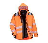 Parka PW3 3 en 1 haute visibilité Orange Noir - Portwest XL