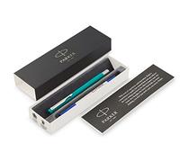 Parker 2025680 Vector stylo plume, blanc avec attributs chromés, pointe moyenne, encre bleue, coffret cadeau