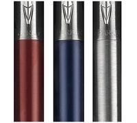 Parker - 2032740 - Jotter London Trio Discovery Pack Stylo À Encre Gel Rouge Kensington, Stylo Bille Bleu Roi Et Portemine En Acier Inoxydable