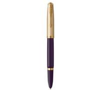 PARKER 51 Deluxe Stylo Plume, Corps Résine Prune + Capuchon plaqué or, Plume moyenne 18k, Coffret cadeau Prune G