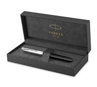 Parker 51 stylo plume | Corps noir et attributs chromés | Plume fine | Cartouche d'encre noire | Livré dans son écrin