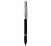 PARKER 51 Stylo Plume, Corps Résine Noire + Capuchon inox poli, Plume fine, Coffret cadeau Noir G