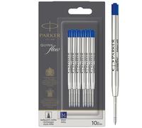 Parker Recharges d'encre QUINK pour stylo bille - Pointe moyenne - Bleu - Blister de 10