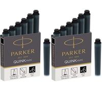 Parker cartouches d'encre pour stylo plume | courtes | encre noire QUINK | lot de6pk (Lot de 2)