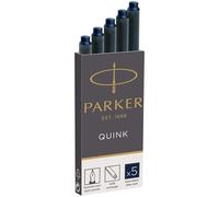 Parker cartouches d'encre pour stylo plume | longue | encre bleue/noire QUINK | Lot de 5