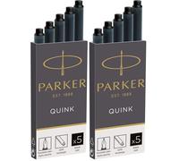 Parker cartouches d'encre pour stylo plume | longue | encre noire QUINK | Lot de 10