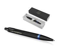 Parker Dans Vibrant Rings Stylo avec Gravure Premium Crayon Coffret Cadeau Bleu Mine Noble Personalisiertes Cadeau Nom Gravé Anniversaire (Bleu)