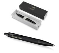 Parker IM Achromatic Stylo à bille avec gravure | Stylo de qualité supérieure | Boîte cadeau | Encre bleue | Cadeau personnalisé | Noms | Gravure | Kuli | Anniversaire (noir mat)