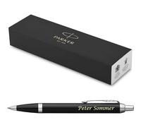 Parker IM Core Stylo à bille avec gravure | Stylo premium | Boîte cadeau | Mine noire | Cadeau personnalisé | Noms | gravé | Anniversaire | Anniversaire de mariage (Noir mat C.C.)