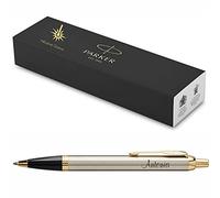 Parker IM Core Stylo à bille avec gravure | Stylo premium | Boîte cadeau | Mine noire | Cadeau personnalisé | Noms | gravé | Anniversaire | Jour de naissance (Métal brossé G.C.)