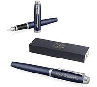 Parker IM Core Stylo-plume avec gravure - Encre bleue - Personnalisable - Cadeau personnalisé - Pour anniversaire de mariage - Bleu mat C.C