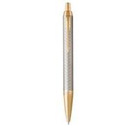 PARKER IM Premium Stylo bille, gris argenté, recharge bleue pointe moyenne, Coffret cadeau Gris G